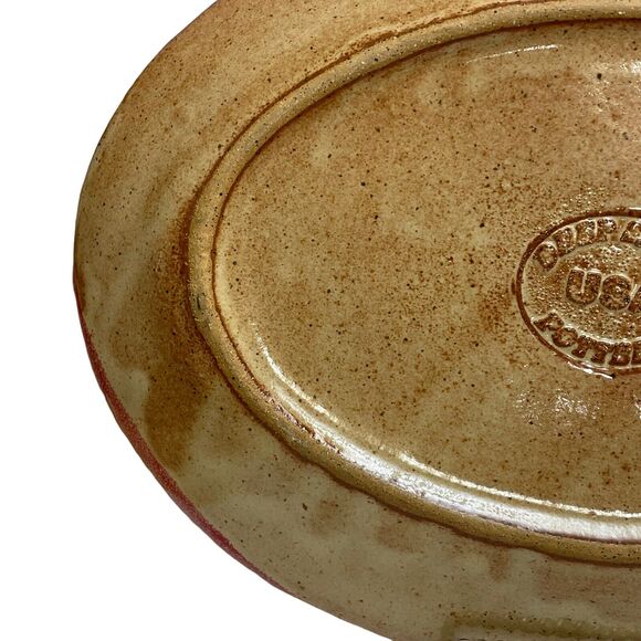 Deep South USA Pottery Snowman Platter Winter Christmas Brown Glazed 13” x 9.5” - Picture 6 of 7